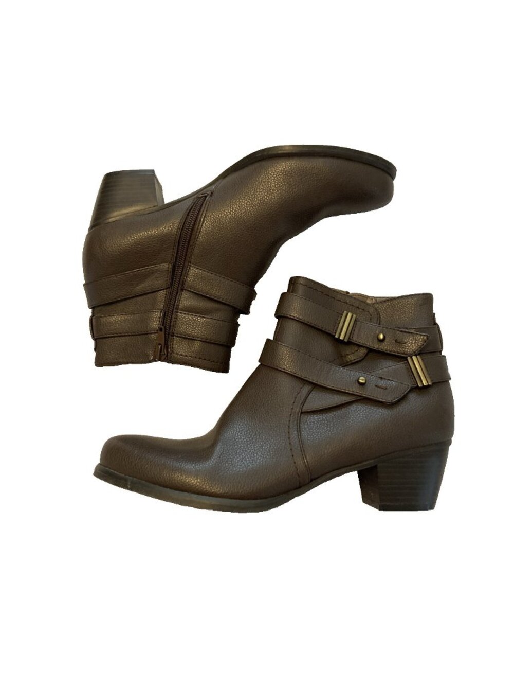 Natural Soul Womens Ankle Boots Sz 8M Karmen Brown Faux leather bootie